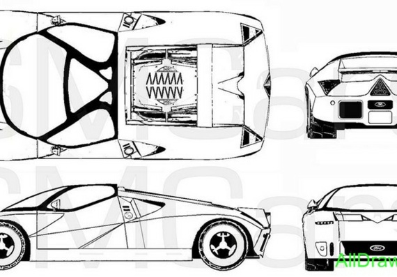 Fords GT90 (Ford of GT90) are drawings of the car